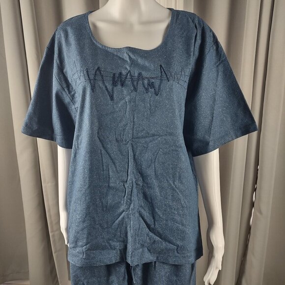 Great Cavalier by St. Paul 100% Silk Vintage 2-Piece Blue Lounge Set Women’s XL - Picture 3 of 16